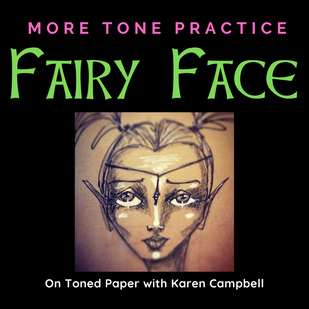 Easy Fairy Face on Toned Paper Online Art Lesson with Karen Campbell Artist
