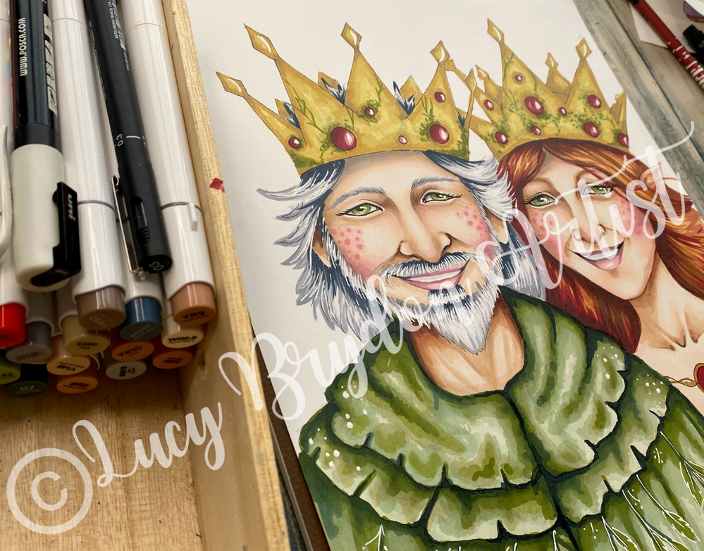 Fairy King & Queen Alcohol Marker Online Art Lesson with Artist Lucy Brydon in the Celtic Collective